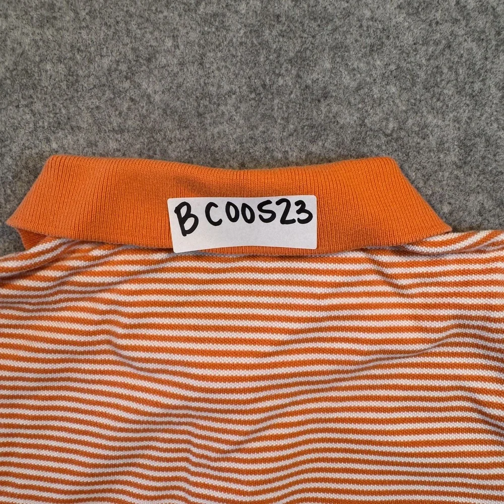 Polo Ralph Lauren Striped Polo Shirt Large Orange White 100% Cotton Short Sleeve